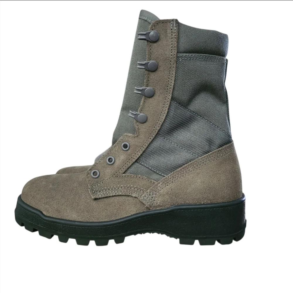 Military Combat Boots Green Waterproof High Top Hot Weather sz 5 New